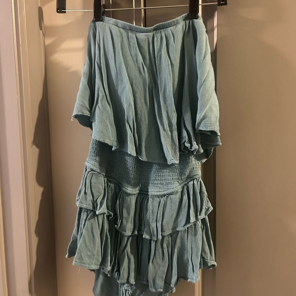Elegant Turquoise Boutique Tiered Romper